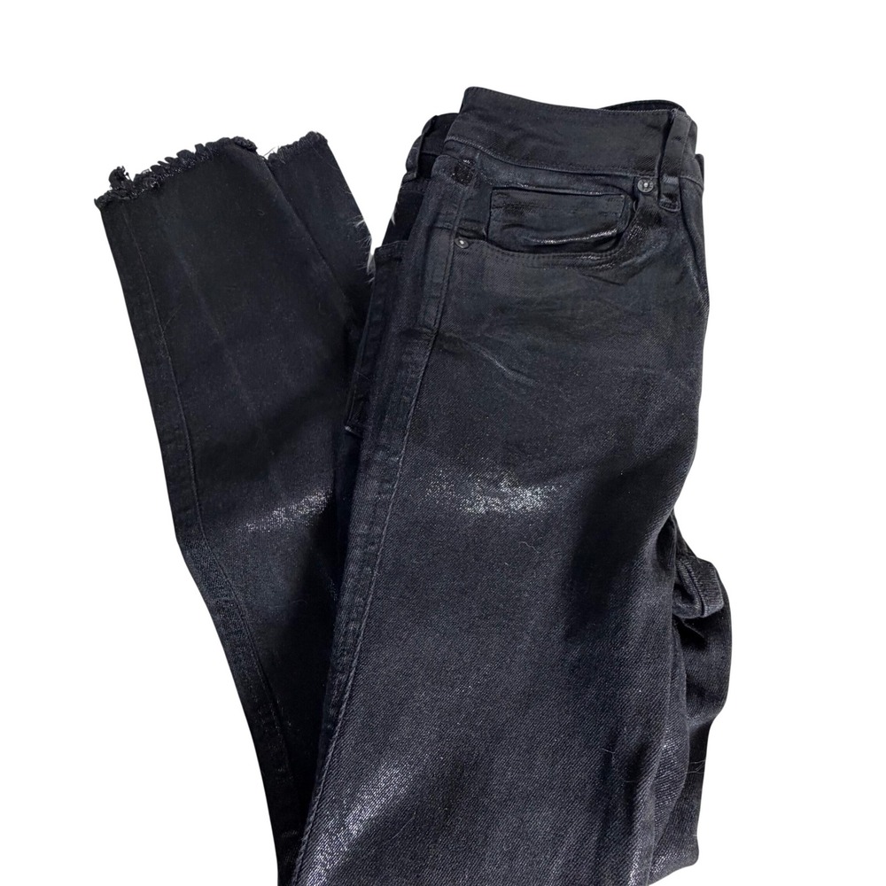 Free People We The Free Black Metallic Coated High Rise Skinny Jeans Size 28 - Picture 5 of 13